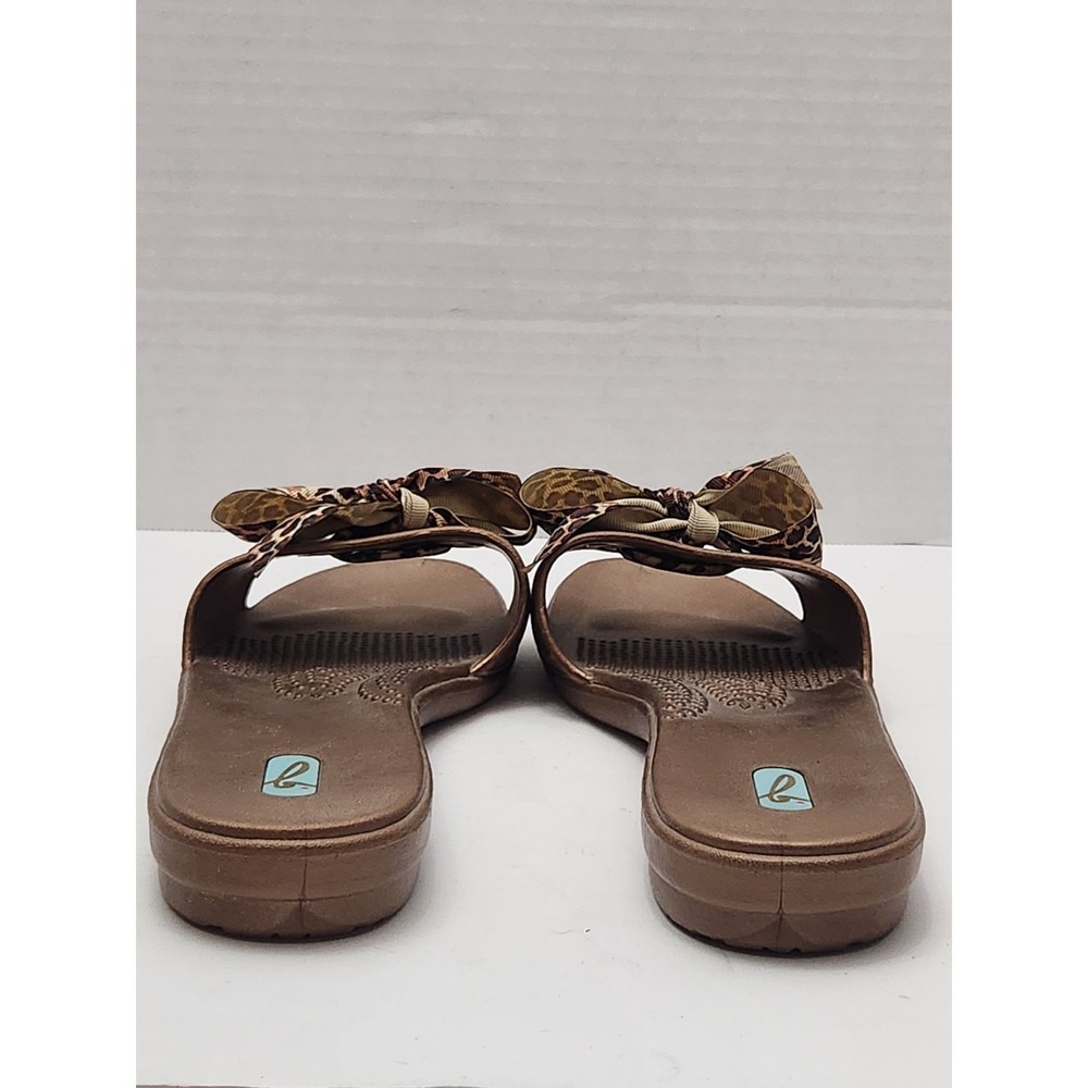 Oka B Okabashi Women's Madison Sandal Size L Slide Flip Flop Animal Print Bow - Picture 5 of 8